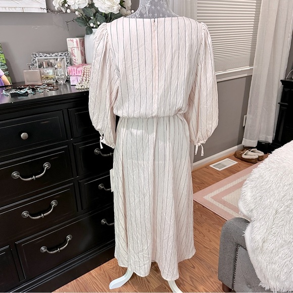 Calvin Klein Blush Pink Stripe Midi Dress | Size 12 | NWT - Picture 6 of 15